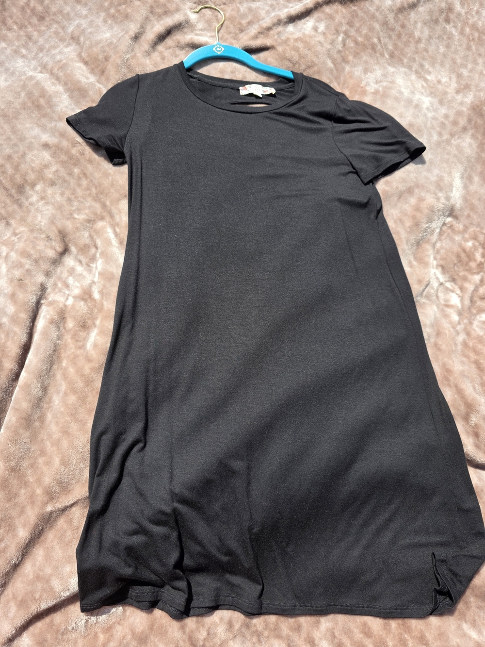 Pink Rose Black Short-Sleeve Mini Dress